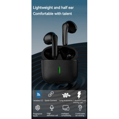 Wireless Earbuds with Long Battery Life, Mini Design, Dual Stereo Sound, Touch Control, Volume Control, Crystal Microphone, 180mAh Lithium Polymer Battery, Type-C Charging, Semi-Open Back Earcups, Non-Waterproof, Compatible w