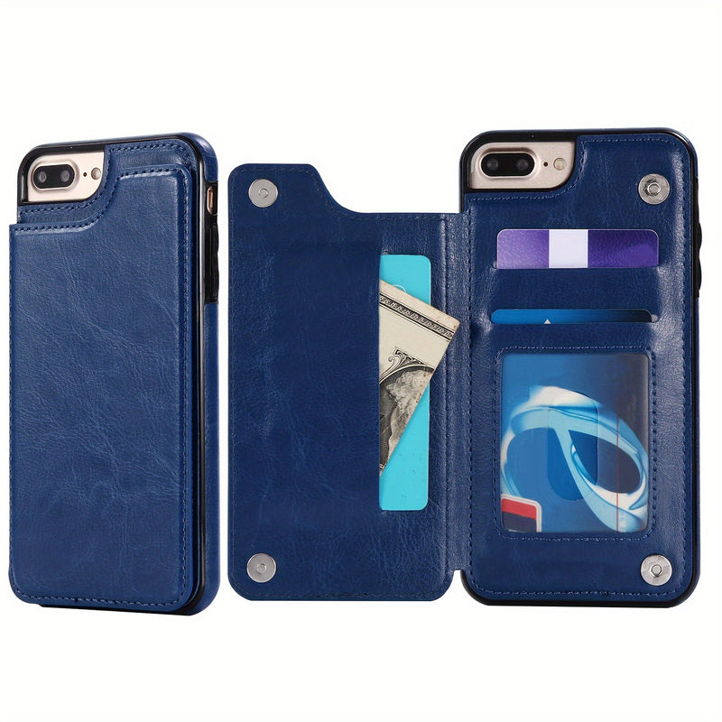 جراب iPhone قابل للطي من الجلد الصناعي عالي الجودة مع فتحات للبطاقات وحامل مقاوم للصدمات متوافق مع موديلات مختلفة بما في ذلك X XR XS Max 11 pro 12 pro 13 pro 14 15 16 SE 6 7 8 plus