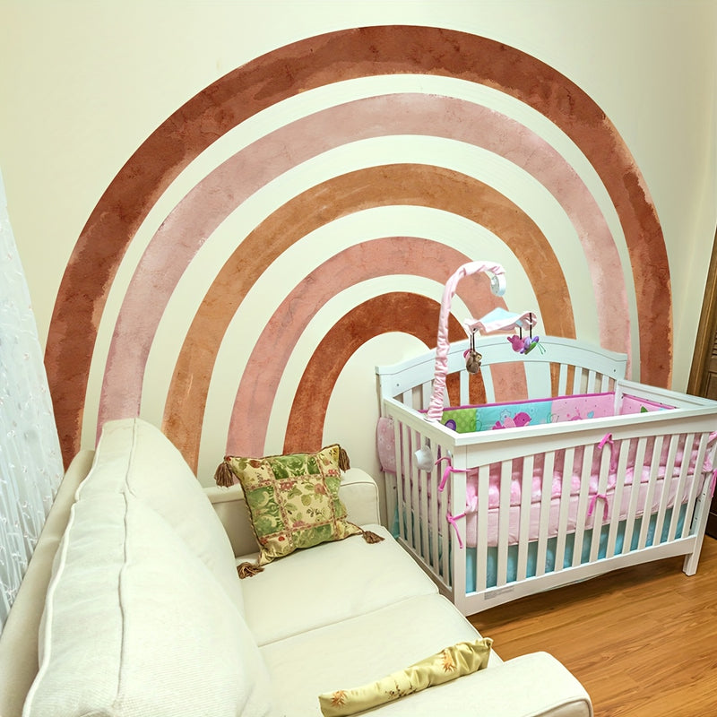 A Set of 5 Creative Hand-Painted Bohemian Style Large Rainbow Feature Beautification Wall Stickers Living Room Bedroom Corridor Entrance Kitchen Bathroom Background Wall Decoration Stickers ATW6117