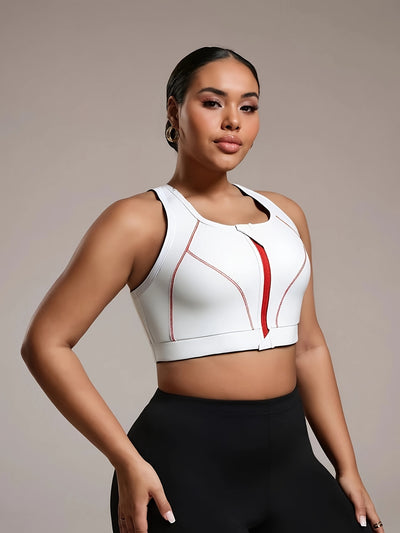 3pcs Women's Plus Size High Support Sports Bras with Front Zipper, Removable Pads - Fashionable Plus Size Casual Sportswear for Women