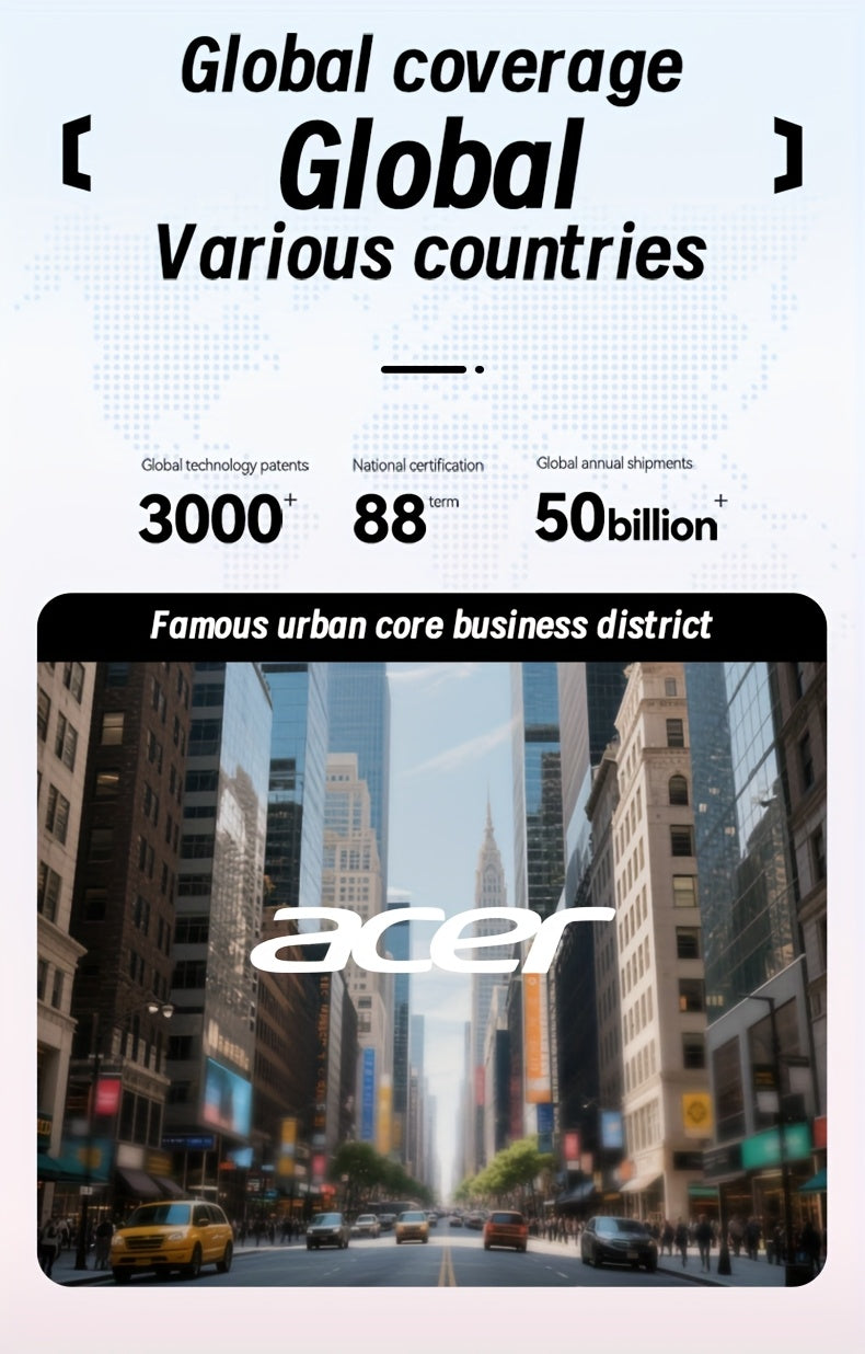 ACER OHR504 Wireless Headphone, Super Long Standby, Wireless Earphone Hi-Fi Stereo Sound, Smart Call Noise Cancellation, Gaming Mode Low Latency,  Comfortable Fit for Travel, Sports, Work, Study, Game, Multi-Device, Ideal Chr