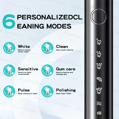 Adult Sonic Electric Toothbrush 8 Brush Head Set, Includes Storage Box + Toothbrush Holder, 6 Cleaning Modes, Smart Timer, Suitable for Sensitive Gums, Travel Outdoor, Life, USB Charging, 2025 Christmas Gift, New Year, Valent