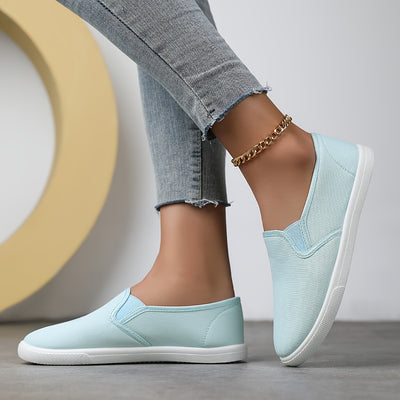 Women's Simple Solid Color Canvas Shoes, Casuals Slip On Outdoor Shoes, Lightweight Low Top Shoes