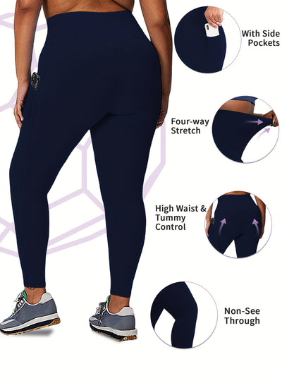 Women'S High-Waist Yoga Leggings with Side Pockets - Stretchy, Tummy Control, Sculpting Design, Black, Slim Fit, High Waisted, Perfect for Sports & Casual Wear, Workout Leggings | Slim Fit Leggings | High Waisted Legging