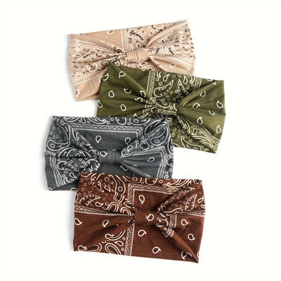 Boho Chic Paisley Turban Headband - Soft, Stretchy & Sweat-Wicking Hair Band for Yoga & Sports, Elegant Knotted Design, Women's Fashion Accessory