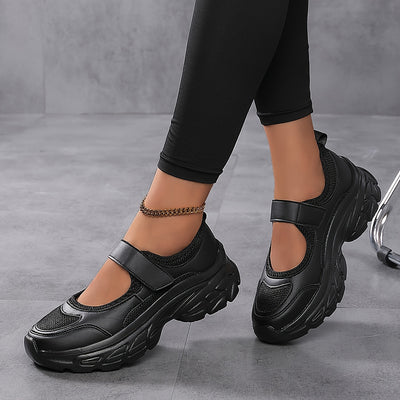 Women's Breathable Mesh Platform Sneakers, Casual Ankle Strap Outdoor Shoes, Women's Comfortable Shoes