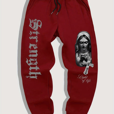 Men'S Casual Sports Joggers with Gothic Print of The Virgin Mary from The Renaissance.