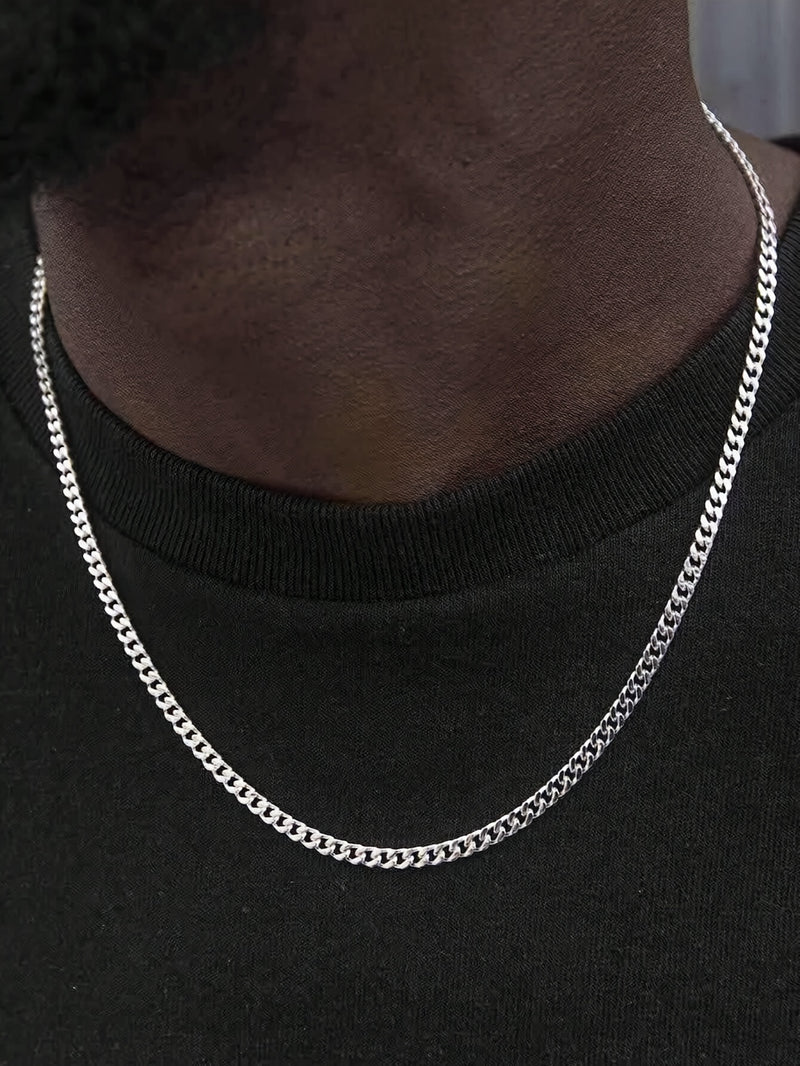 2pcs Hip Hop Stainless Steel Chain, Punk Fashion Necklace Bracelet Set for Men,  Streetwear Style, Urban Fashion, Sturdy Bracelet, Men&