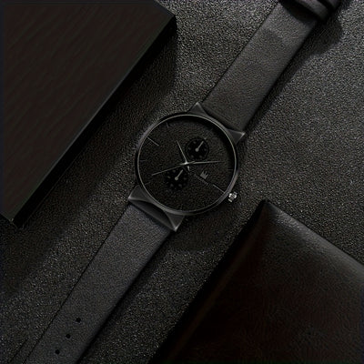 2pcs/set, Fashion Men's Simple Business Quartz Watch & Bracelet Set, Ideal Choice For Gifts