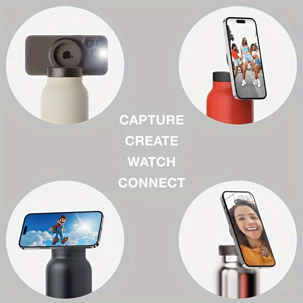 1pc Stainless Steel Insulated Water Bottle with Car Cup Holder & Phone Stand - Thick, Durable for Outdoor Sports