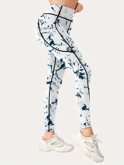 3pcs High-Waist Tummy Control Yoga Leggings with Pocket - Butt Lifting, Stretchy Sports Pants in Vibrant & Subdued Print for Women