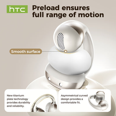 HTC NE56 Wireless Earbuds with 6.0 Low-Latency HD Voice, Compatible with iOS & Android, Portable & Comfortable Design, Built-in Microphone, Noise Cancellation, USB Rechargeable