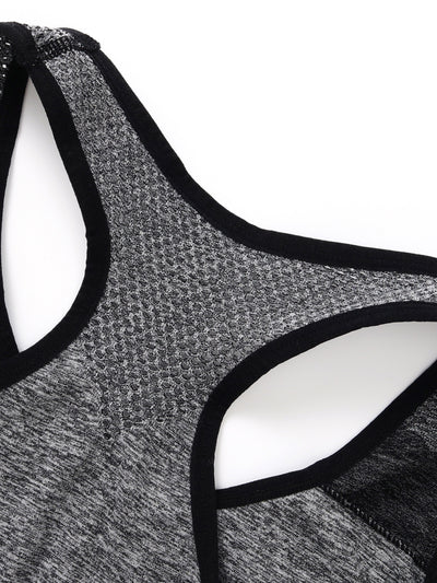 3pcs Plus Size Sports Bras, Polyamide Blend, Hollow Mesh Design, Low Support, Removable Padding, Crew Neck, Medium Stretch, Knit Fabric, with Casual Wear for Women'S Activewear
