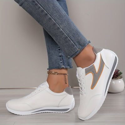 Women's Simple Platform Sneakers, Casual Lace Up Outdoor Shoes, Comfortable Low Top Shoes