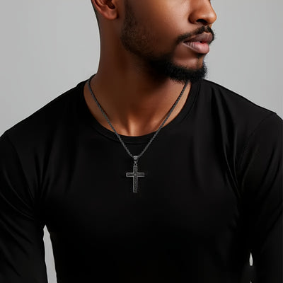 1pc Men'S & Women'S 304 304 304 304 Stainless Steel Cross Pendant Necklace - Heavy-Duty 304 304, 304 304 Stainless Steel, Golden/Tan, Golden-Tone Cross with & Cross Design, Durable Everyday Jewelry for Men & Women, Stylish La