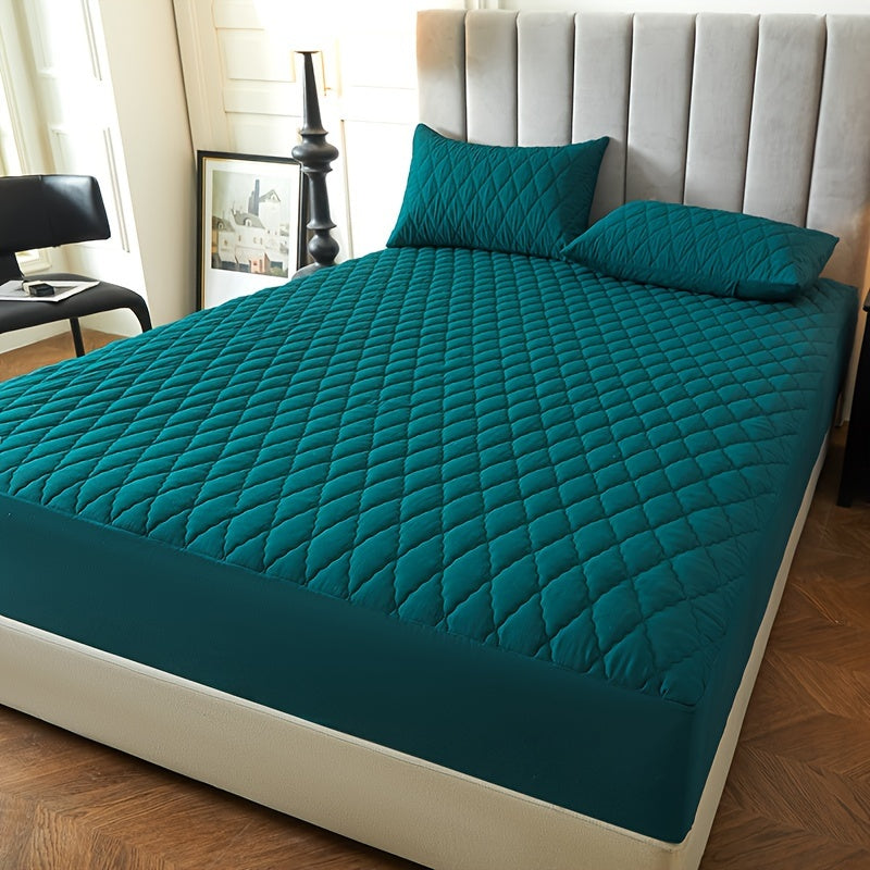 2/3pcs Set of Quilted Waterproof Bed Cover in Multiple Colors, Waterproof Mattress Protector, Bed Cover And Pillowcase Set, Non-Slip Full Coverage Bed Cover.