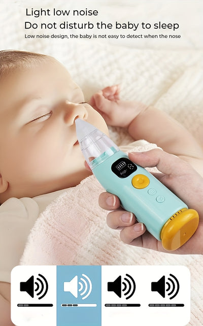 1pc Portable Electric Baby Nasal Cleaner - Soothing Music and Soft Lighting - 3 Adjustable Suction Levels, 3 Soft Silicone Tips, to Clear Nasal Mucus, Suitable for Home Use
