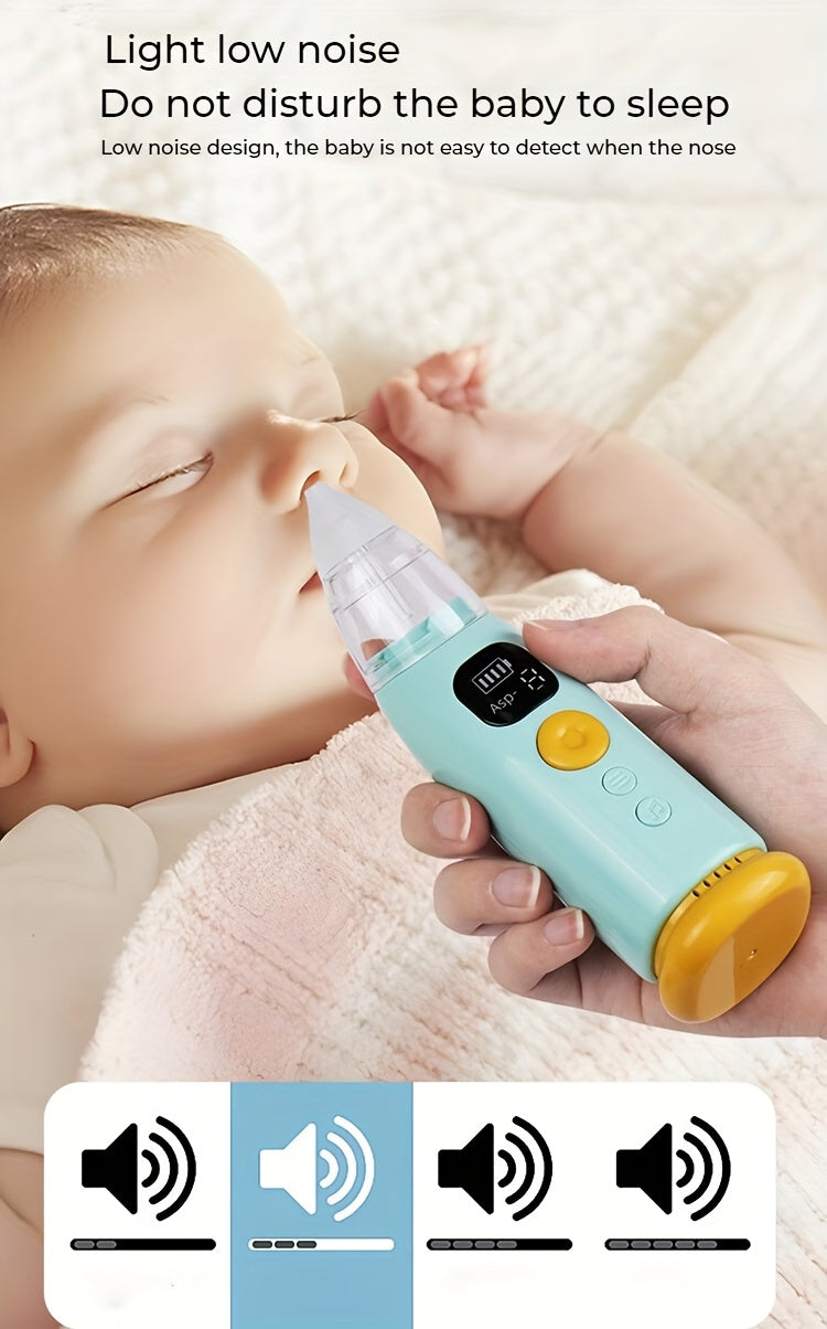 1pc Portable Electric Baby Nasal Cleaner - Soothing Music and Soft Lighting - 3 Adjustable Suction Levels, 3 Soft Silicone Tips, to Clear Nasal Mucus, Suitable for Home Use