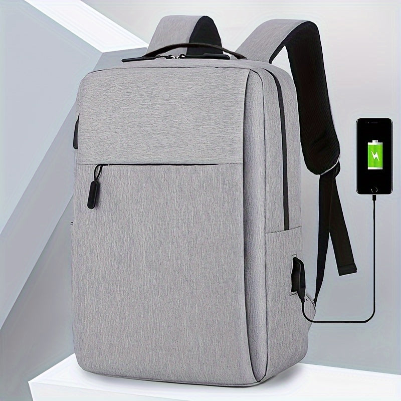 1pc Lightweight Laptop Bag - Durable Fabric Business Backpack with Adjustable Shoulder Straps, Multiple Compartments & Zipper Closure for School, Travel, Work - Grey, Backpack for Travel, Casual Style, Sturdy Construction