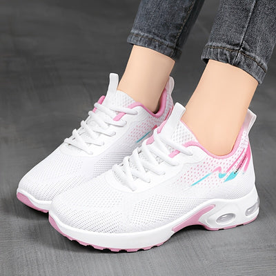 Women's lightweight and breathable knitted sports shoes with air cushion, made of soft and highly elastic fabric, comfortable for casual outdoor wear in all seasons. Women's sports shoes are suitable for wearing in all four s