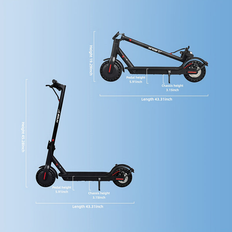 Foldable Electric Scooter with 300W Brushless Motor, 20-45km/h Speed & 20km Range, App Control, Shock-Absorbing Tires, Lightweight Commuter Vehicle - Blue/Red/Black/Gray, 100-240V, 50Hz/60Hz, 18650 Lithium Battery, Rear Brake