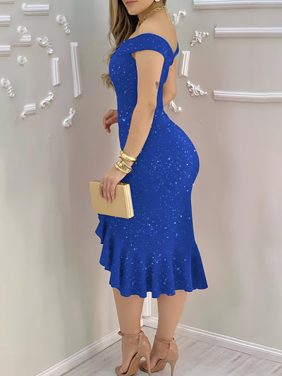 فستان بحافة ورقة اللوتس البودرة