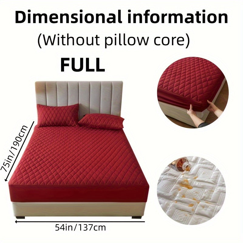 2/3pcs Set of Quilted Waterproof Bed Cover in Multiple Colors, Waterproof Mattress Protector, Bed Cover And Pillowcase Set, Non-Slip Full Coverage Bed Cover.