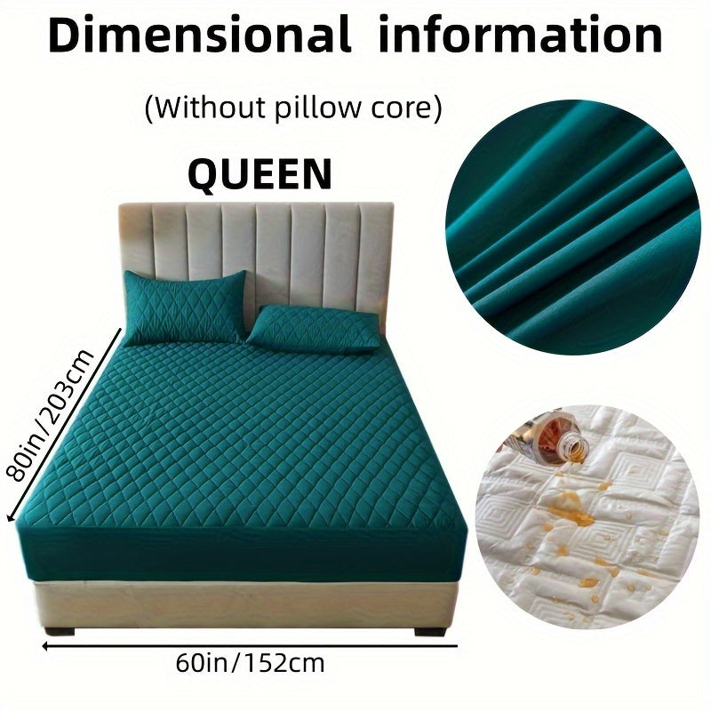 2/3pcs Set of Quilted Waterproof Bed Cover in Multiple Colors, Waterproof Mattress Protector, Bed Cover And Pillowcase Set, Non-Slip Full Coverage Bed Cover.