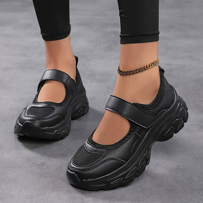 Women's Breathable Mesh Platform Sneakers, Casual Ankle Strap Outdoor Shoes, Women's Comfortable Shoes