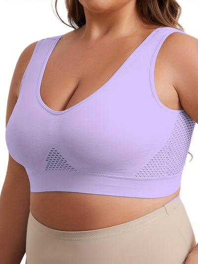 ZIMI COLLECTION Women's Plus Size High-Elasticity Sports Bra - Seamless Wireless Workout Top, Double Layer Support No Padding Needed, Non-Transparent Gym Yoga Running Bra for Everyday & Athletic Activities - All-Season Active