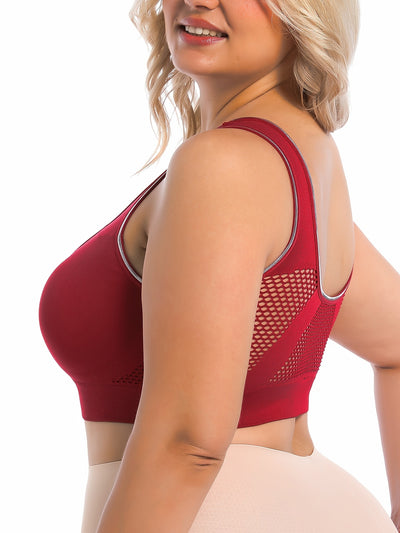 3pcs Women'S Plus Size High Elasticity Sports Bras - Seamless No Underwire Comfortable Bras with Front Buckle Adjustable, Suitable for All-Year Daily and Sports Activities