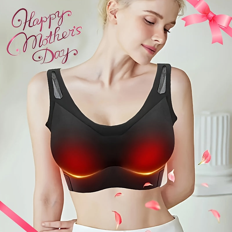 Seamless Rechargeable Massage Bra - Wireless, Push-Up Sports Bra with Cross-Back Design, Enhanced Support, Ideal for Mother&