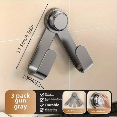 AnYabong Foldable Space-Saving Kitchen Organizer - Multi-Functional Hooks for Pot Lids, Cutting Boards & Utensils, Durable Metal with Super Absorption, Waterproof Design, Polished Finish (Black/White), Kitchen Organizers And