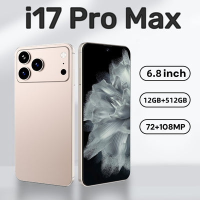 I17 Pro Max The global version of the smartphone, equipped with the Android 14 system, features a 6.8-inch high-definition screen, 12GB of RAM and 512GB of storage space, 72MP + 108MP cameras. It is a mobile smartphone.