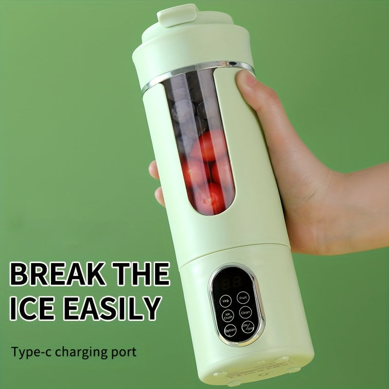 530ml USB Rechargeable Portable Juice Blender with LED Display - 7.4V Powerful Ice Crushing, Fresh Fruit & Vegetable Juicer, Compact Design for Smoothies, Nutritional Drinks, Home & Travel Use, Portable Juicer, Healthy Bevera