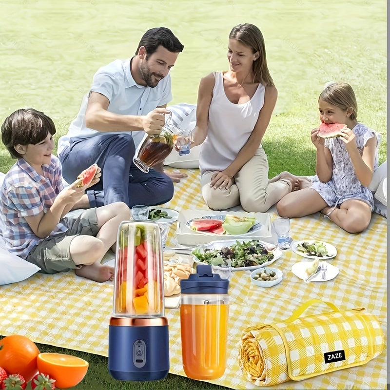 Portable Electric USB Juicer Blender, Dual Cups, Six-Blade System with Button Control, 1500mAh Rechargeble Lithium Battery for Smoothies and Citrus Drinks - Easy to Clean Food Grade Materials Essential Item at Home Kitchen Ou