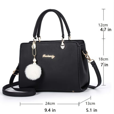 حقيبة ساتشل مزينة بأحرف، محفظة أنيقة بمقبض علوي، حقيبة كتف كبيرة الحجم للمكتب والعمل