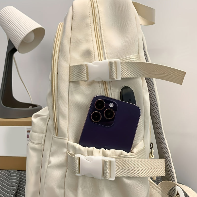 HUOHUO Large Capacity Backpack for Students - Durable Fabric, Multiple Compartments, Adjustable Straps, Ideal for School, College, and Travel, Casual Style, Zipper Closure, Casual Daypack|Casual Style Backpack|Durable Fabric