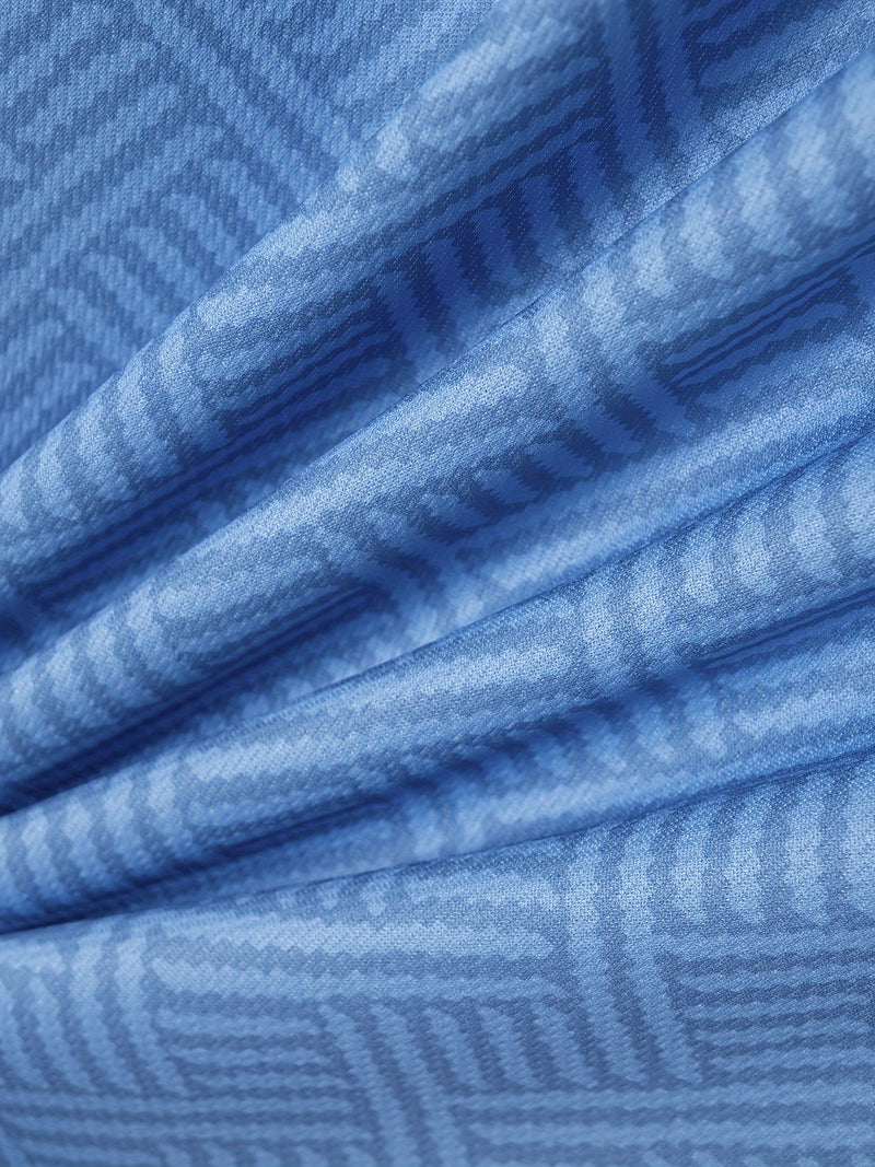 تي شيرت رجالي بأكمام قصيرة + شورت بدلة رياضية كاجوال باللون الأزرق