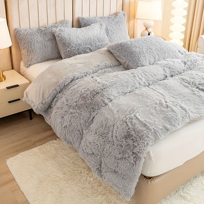 طقم غطاء لحاف فاخر من 3 قطع - غطاء سرير ناعم ومريح لجميع المواسم مصنوع من البوليستر بسحاب لغرفة النوم وغرفة الضيوف والمبيت