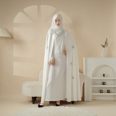 Women'S Elegant Muslim Abaya - Heavy Rhinestone-Embellished Long Sleeve Shawl Robe with Batwing Sleeves & Floor-Length Design, Loose Fit Islamic Dress for Ramadan, Prayer, Daily Wear - Modest Muslim Clothing (MOA067), Abaya F