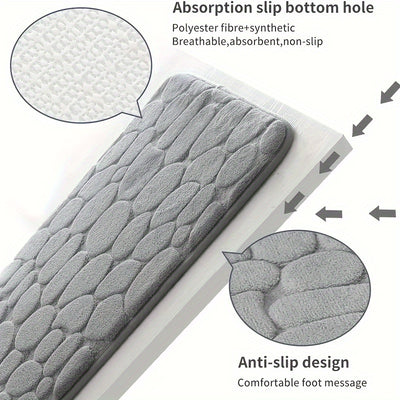 1pc Anti Slip Pebble Pattern Soft Absorbent Foot Pads for Bathroom, Bedroom & Kitchen - Absorbs water and reduces slipping