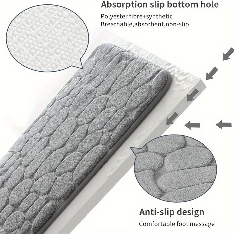1pc Anti Slip Pebble Pattern Soft Absorbent Foot Pads for Bathroom, Bedroom & Kitchen - Absorbs water and reduces slipping