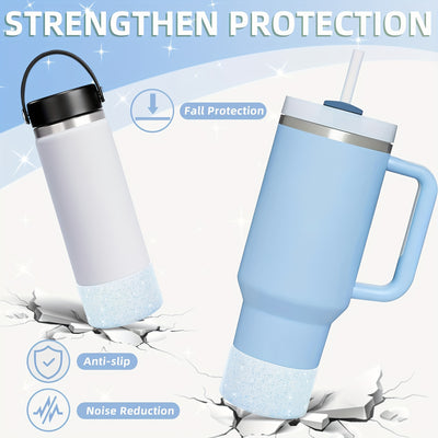 1pc Glitter Silicone Boot Cover Fitting for Sports Cups H2.0-40 Oz And Water Bottles 18-24 Oz And Simple Modern Glasses with 7.24-7.62cm Non-Slip Bottom Cover Bumper for Sports Cups And Sports Bottles