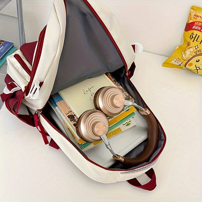 حقيبة ظهر أكسفورد متينة للسفر - حقيبة مدرسية عملية جذابة بصريًا بأحزمة قابلة للتعديل، وحجرات متعددة، وسحاب للإغلاق، بتصميم أبيض وأخضر، حقيبة ظهر عملية | حقيبة أنيقة وعملية | خامة أكسفورد