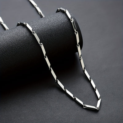 Men's Rhombus Pendant Necklace - Funky Hip-Hop Style White Golden Plated Geometric Design, Versatile Everyday Jewelry for Casual & Formal Outfits, Chic Accessory, Sleek Finish, Contemporary Craftsmanship