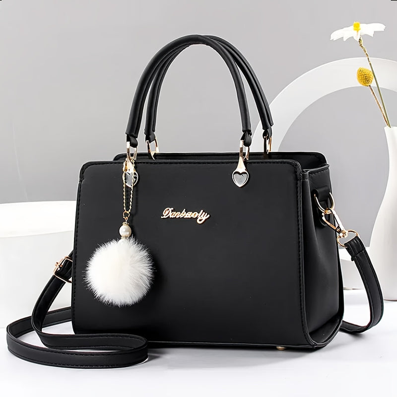 حقيبة ساتشل مزينة بأحرف، محفظة أنيقة بمقبض علوي، حقيبة كتف كبيرة الحجم للمكتب والعمل