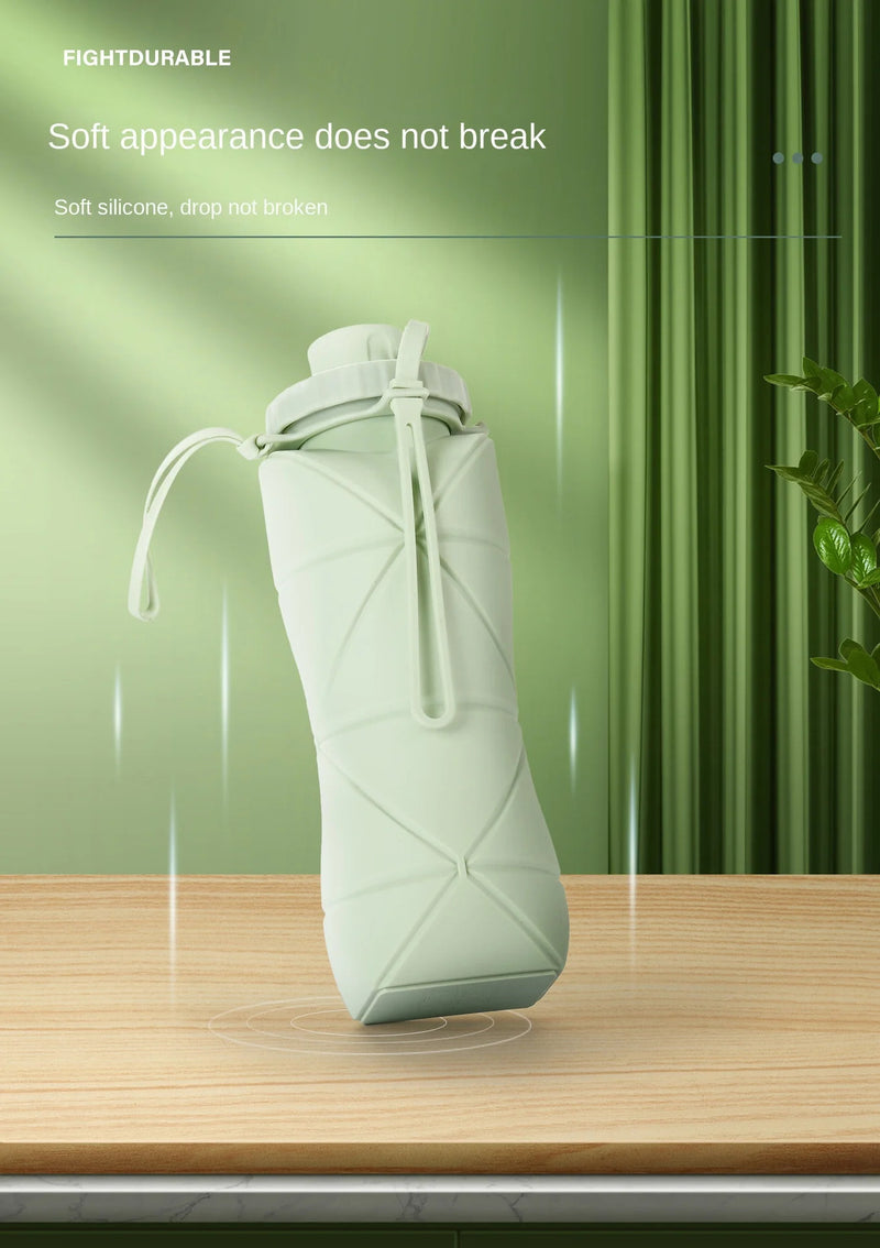 Foldable Silicone Insulated Tumbler - Large Capacity, Portable Water Bottle with Lid and Strap, Ideal for Outdoor, Travel, and Sports Use, Hand Wash Only, Outdoor Hydration|Foldable Water Bottle|Durable Insulation