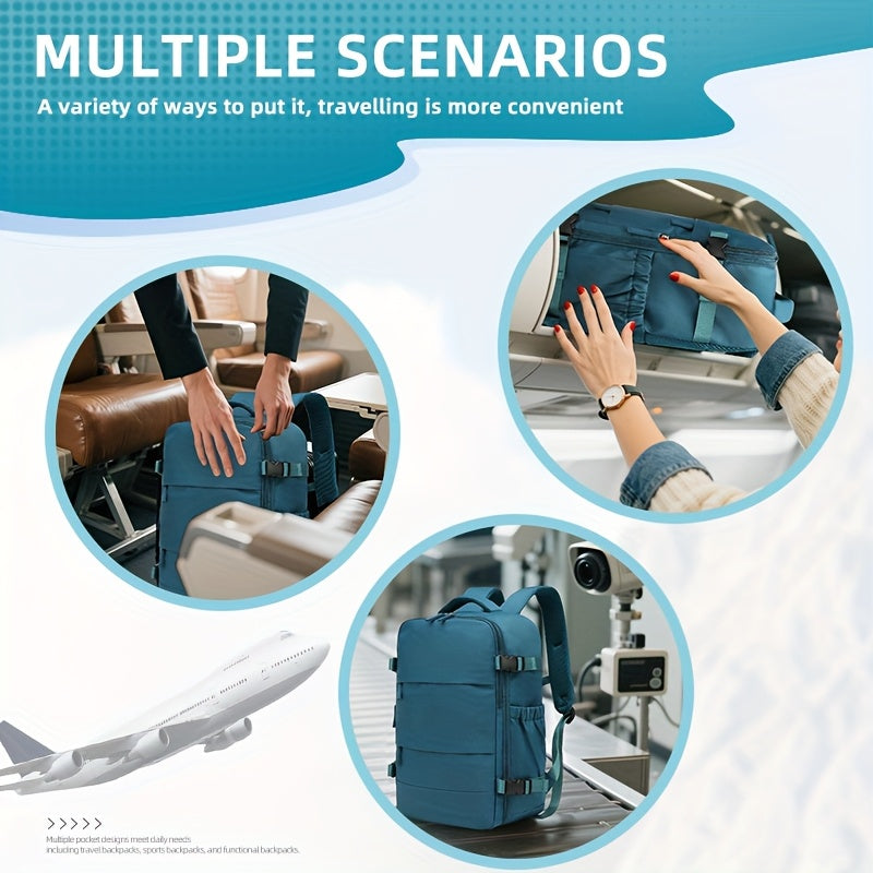 LONNKE Vacuum Compression Backpack - Airline Approved Carry-On (Fits in overhead bin), Heavy-Duty Compression Zipper, Spacious Travel & Business Backpack with Laptop Compartment, Water Bottle Pocket, Adjustable Shoulder Strap