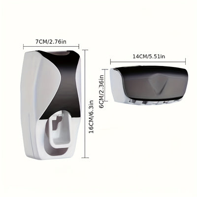 Wall-Mounted Toothbrush & Toothpaste Holder Set with Automatic Dispenser And Cup